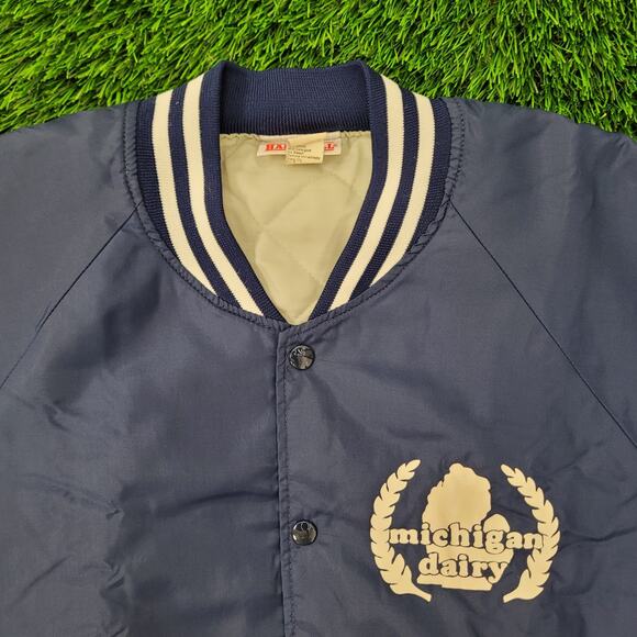 Vintage Michigan-Dairy Bomber Jacket XL 26x26 Hartwell Crop - Picture 10 of 16